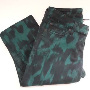 EXPRESS JEANS Green & Black Abstract Skinny, Punk, Rock N' Roll